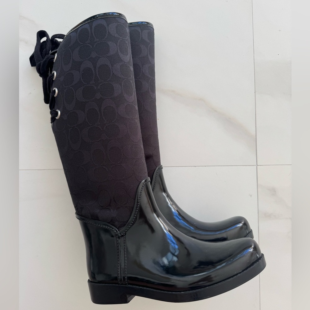 Coach Black Patterned Knee-High Boots